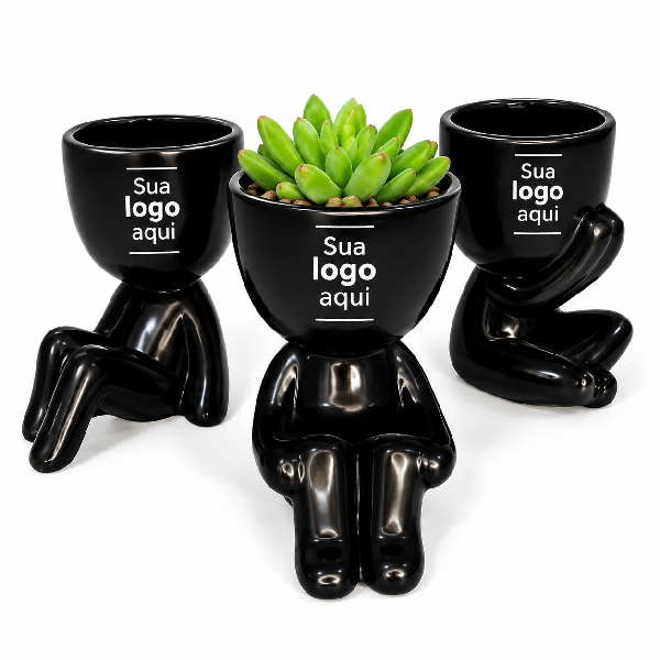 Kit 3 Vasos 10cm com Suculentas Personalizados