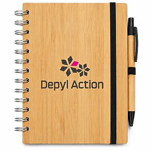 Bloco de Anotações com Capa de Bambu