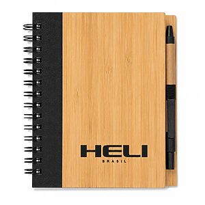 Bloco de Anotações com Capa feita de Bambu