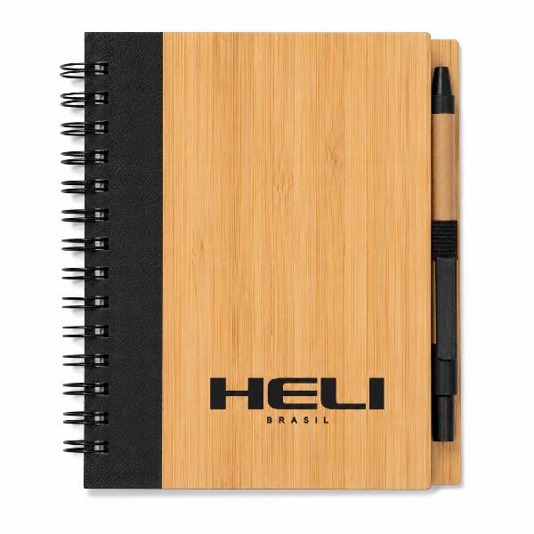 Bloco de Anotações com Capa feita de Bambu