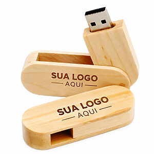 Pen Drive Bambu Giratório Personalizado