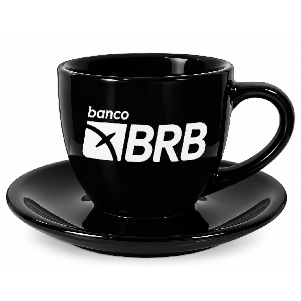 Xícara Preta de Porcelana Personalizada