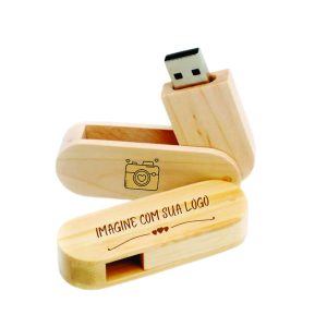 Pen Drive Bambu Giratório Personalizado