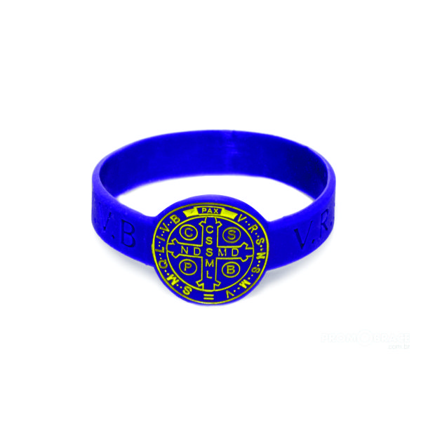Pulseira de silicone com brasão circular e QR-Code