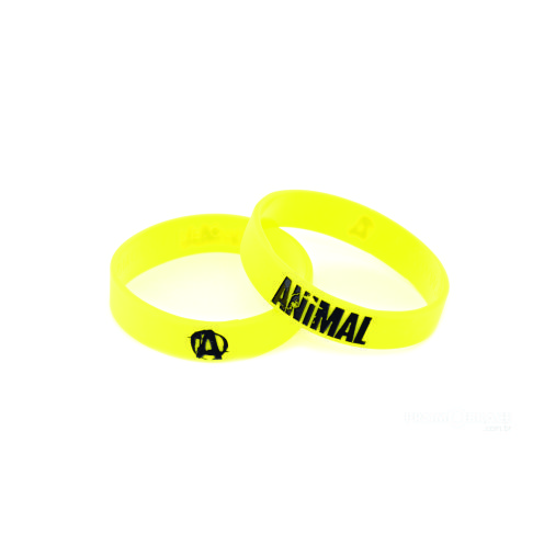 Pulseira de silicone com gravação em baixo relevo com cor