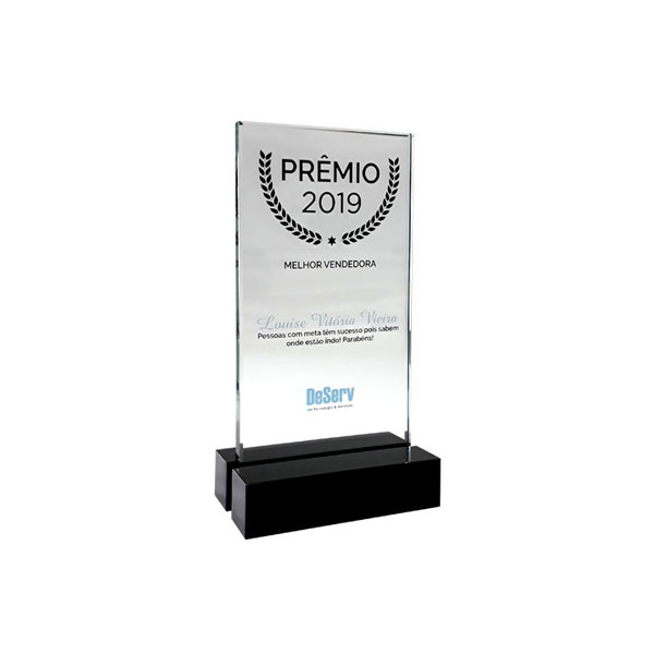Troféu vidro personalizado