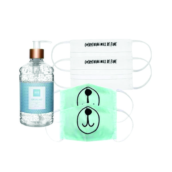 kit álcool e gel e máscara