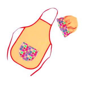 kit avental e touca infantil