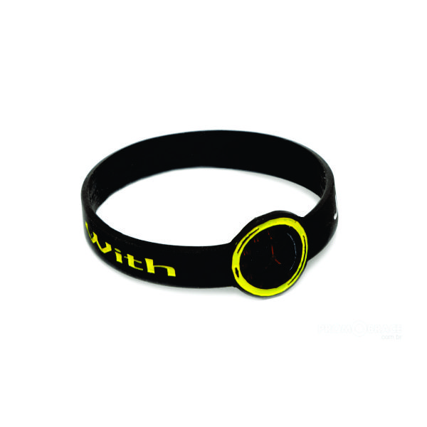 Pulseira de silicone com brasão circular
