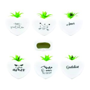 Kit 6 Mini Vaso Coração Personalizado De Cerâmica G