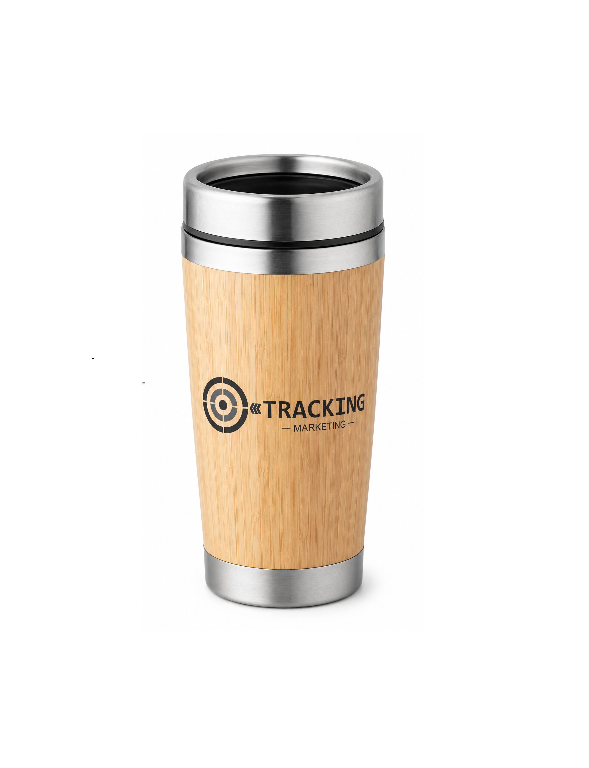 Copo de viagem térmico em aço inox e bambu 500 mL