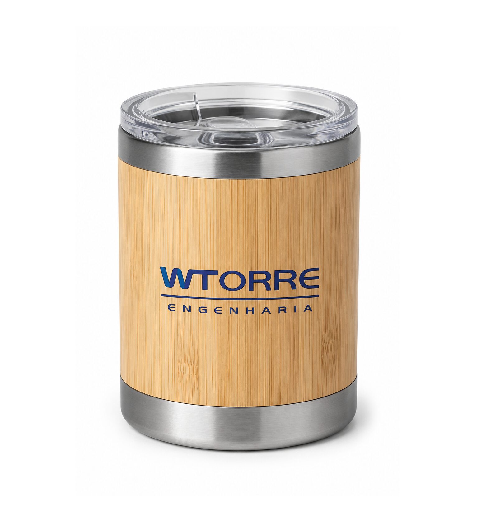 Copo de viagem térmico em aço inox e bambu 350 mL